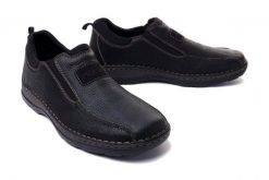RIEKER 05363-00 black, półbuty/mokasyny męskie. Czarne półbuty męskie Rieker, bez wzorów, bez obcasa, bez zapięcia. Za 355.91 zł.