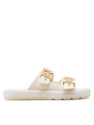 Tory Burch Klapki Buckle Bubble Jelly 149718 Biały. Białe klapki damskie Tory Burch, bez wzorów, z tworzywa sztucznego, bez obcasa, bez zapięcia. Za 999.99 zł.