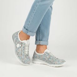 Półbuty damskie Rieker, cholewka materiałowa z nadrukiem kwiatowym wsuwane na płaskiej podeszwie, multikolor, L3252-91. Półbuty damskie Rieker, bez wzorów, z materiału, bez obcasa, na płaskiej podeszwie, bez zapięcia. Za 359.00 zł.