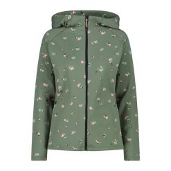 Damska kurtka wodoodporna CMP 4-way. Zielone kurtki sportowe damskie CMP, bez wzorów, z softshellu, bez ramiączek, bez kaptura, trekkingowe. Za 347.00 zł.