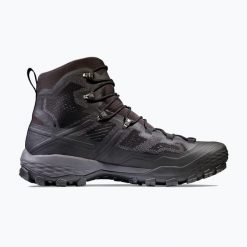 Buty trekkingowe męskie Mammut Ducan High GTX. Czarne buty zimowe męskie Mammut, bez wzorów, bez obcasa, bez zapięcia. Za 689.99 zł.