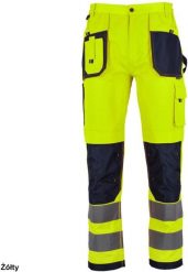 Stalco Spodnie do pasa ostrzegawcze materiał neonowy bawełna taśmy odblaskowe elementy kontrastowe potrójne szwy dół nogawek OXFORD 600D z - żółty L. Żółte spodnie sportowe męskie Stalco, l, bez wzorów, z bawełny. Za 123.56 zł.