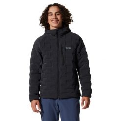 Kurtka z kapturem Mountain Hardwear Stretchdown. Czarne kurtki męskie MOUNTAIN HARDWEAR, na zimę, l, bez wzorów, z puchu, sportowe, z kapturem. W wyprzedaży za 1,029.05 zł.
