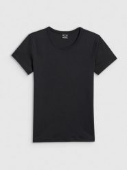 4F T-shirt slim gładki damski - czarny XS. Czarne t-shirty damskie 4F, xs, bez wzorów, z bawełny, klasyczne, bez kołnierzyka, bez ramiączek. Za 49.99 zł.
