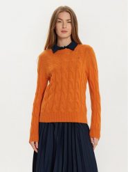 Tommy Hilfiger Sweter WW0WW43586 Pomarańczowy Regular Fit. Brązowe swetry nierozpinane damskie Tommy Hilfiger, l, bez wzorów, z wełny, bez kołnierzyka, bez ramiączek. Za 379.99 zł.