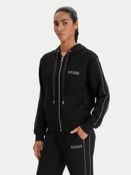 Guess Bluza W6RQ12 KBYE2 Czarny Regular Fit. Czarne bluzy damskie Guess, xxl, z aplikacjami, z syntetyku, bez ramiączek, bez kaptura. Za 479.99 zł.