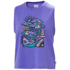 Damski tank top Helly Hansen Skog Graphic. Fioletowe topy damskie Helly Hansen, bez wzorów, bez kołnierzyka, bez ramiączek. Za 256.00 zł.