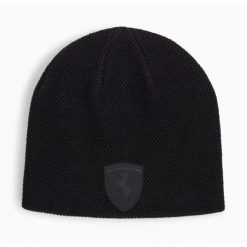 Czapka Zimowa Puma Ferrari Style Beanie. Czarne czapki damskie Puma, na zimę, bez wzorów, z dzianiny, eleganckie. Za 101.20 zł.