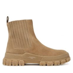 Sztyblety Weekend Max Mara. Brązowe botki damskie Weekend Max Mara, bez wzorów, bez obcasa, na płaskiej podeszwie, bez zapięcia. Za 1,509.00 zł.