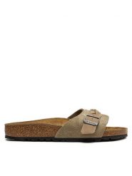 Birkenstock Klapki Oita Braided 1026730 Brązowy. Brązowe klapki damskie Birkenstock, bez wzorów, ze skóry, bez obcasa, bez zapięcia. Za 579.99 zł.