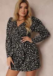 Czarna Sukienka Calinome. Czarne sukienki damskie Renee, na imprezę, m, z aplikacjami, bez kołnierzyka, bez ramiączek, mini, kopertowe. Za 259.99 zł.