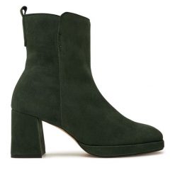 Botki Gabor. Zielone botki damskie Gabor, bez wzorów, bez obcasa, na słupku, bez zapięcia. Za 759.99 zł.