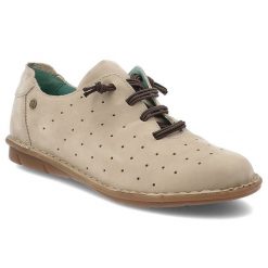 Półbuty damskie Maciejka, skórzane zamszowe na płaskiej podeszwie z dziurkami, beż brudny, P6810. Brązowe półbuty damskie Maciejka, na lato, bez wzorów, z jeansu, eleganckie, bez obcasa, na płaskiej podeszwie, bez zapięcia. Za 199.00 zł.