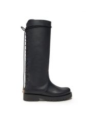 TWINSET Kozaki 242TGT164 Czarny. Czarne kozaki damskie Twinset, bez wzorów, ze skóry, bez obcasa, na płaskiej podeszwie, bez zapięcia. Za 1,619.00 zł.