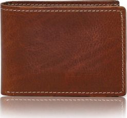 Belveder Cienki portfel męski brązowy SLIM Jucht BW28. Brązowe portfele męskie Belveder, bez wzorów. Za 129.90 zł.