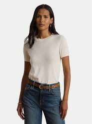 LAUREN RALPH LAUREN T-Shirt 200P14055500 Kremowy Regular Fit. Białe t-shirty damskie Lauren Ralph Lauren, xxl, bez wzorów, z bawełny, bez kołnierzyka, bez ramiączek. Za 729.99 zł.