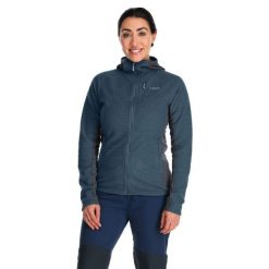 Bluza polarowa damska Rab Capacitor Hoody z kapturem. Zielone bluzy damskie RAB, bez wzorów, z polaru, bez ramiączek, z kapturem. Za 314.99 zł.