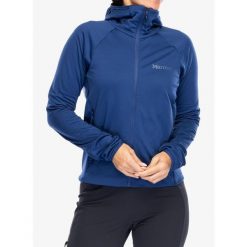 Bluza z zamkiem damska Marmot Leconte Fleece Hoody. Niebieskie bluzy damskie Marmot, l, bez wzorów, bez ramiączek, bez kaptura. W wyprzedaży za 455.90 zł.