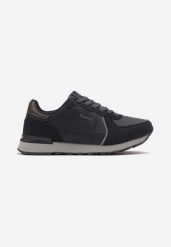 Granatowe Buty Sportowe z Ozdobnymi Przeszyciami i Wstawkami Oradea. Niebieskie buty sportowe męskie Born2be, bez wzorów, bez zapięcia. Za 139.99 zł.