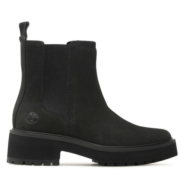 Sztyblety Timberland. Czarne botki damskie Timberland, bez wzorów, bez obcasa, na płaskiej podeszwie, bez zapięcia. Za 589.99 zł.