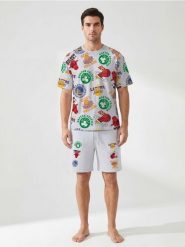 Piżama dwuczęściowa z nadrukiem NBA - szary. Szare piżamy męskie Sinsay, l, bez wzorów, bez kołnierzyka, bez ramiączek. Za 79.99 zł.