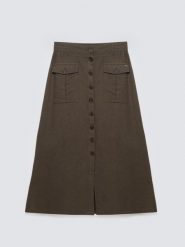 Spódnica damska lniana midi khaki Roliana 303. Zielone spódnice damskie BIG STAR, na co dzień, l, bez wzorów, z tkaniny, midi, dopasowane. Za 229.99 zł.