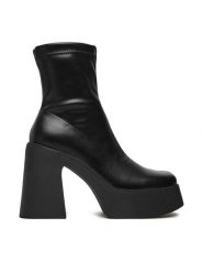 DeeZee Botki 2202352-2 Czarny. Czarne botki damskie DeeZee, bez wzorów, z materiału, bez obcasa, na słupku, bez zapięcia. Za 229.99 zł.