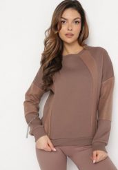 Brązowa Bluza z Ozdobnym Łańcuszkiem Letonia. Brązowe bluzy damskie Born2be, z aplikacjami, z bawełny, casualowe, bez ramiączek, bez kaptura. Za 89.99 zł.