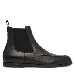 Sztyblety Emporio Armani. Czarne botki męskie Emporio Armani, bez wzorów, bez obcasa, bez zapięcia. Za 2,339.00 zł.