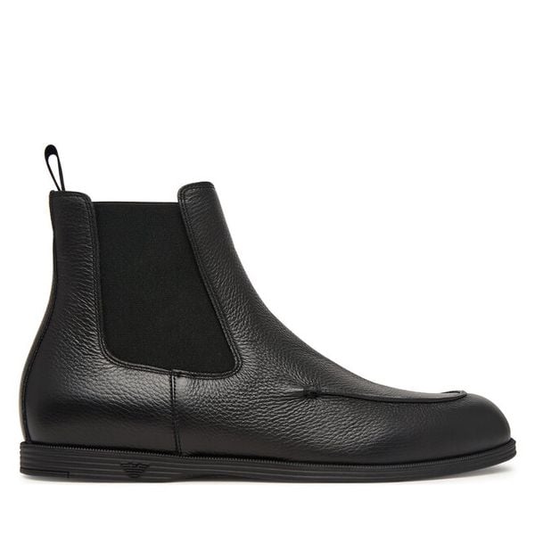 Sztyblety Emporio Armani. Czarne botki męskie Emporio Armani, bez wzorów, bez obcasa, bez zapięcia. Za 2,339.00 zł.
