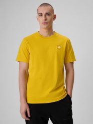4F T-shirt relaxed z nadrukiem męski - żółty XL. Żółte t-shirty męskie 4F, m, bez wzorów, z bawełny, bez kołnierzyka, bez ramiączek. Za 79.99 zł.