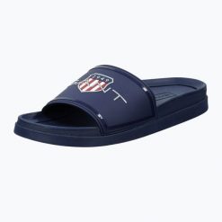 Klapki męskie GANT Pierbay. Niebieskie klapki męskie GANT, bez wzorów, z gumy, bez zapięcia. Za 349.99 zł.