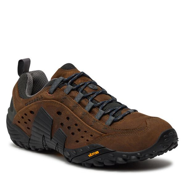 Trekkingi Merrell. Brązowe buty zimowe męskie Merrell, bez wzorów, bez obcasa, bez zapięcia. Za 429.99 zł.