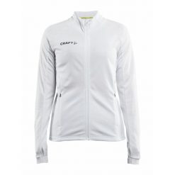Bluza treningowa damska Craft Evolve Full Zip. Białe bluzy damskie Craft, bez wzorów, sportowe, bez ramiączek, bez kaptura. Za 256.00 zł.