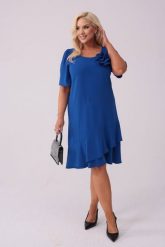 Elegancka szafirowa sukienka Evelyn na wesele PLUS SIZE XXL. Niebieskie sukienki damskie Moda Size Plus Iwanek, na imprezę, plus size, z aplikacjami, z elastanu, eleganckie, bez kołnierzyka, plus size, bez ramiączek, midi. Za 289.90 zł.