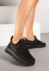 Czarne Buty Sportowe Sneakersy Siateczkowe na Tłoczonej Platformie Lurilia. Czarne obuwie sportowe damskie Renee, bez wzorów, z jeansu, bez zapięcia. Za 59.99 zł.
