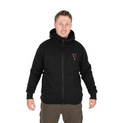 Bluza Fox Collection Sherpa B/O. Czarne bluzy damskie FOX, m, bez wzorów, z bawełny, bez ramiączek, z kapturem. Za 357.50 zł.