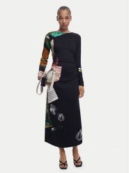 Desigual Sukienka codzienna Fiona 25WWVW08 Czarny Slim Fit. Czarne sukienki damskie Desigual, na co dzień, s, bez wzorów, z wiskozy, bez kołnierzyka, bez ramiączek, proste. Za 319.99 zł.