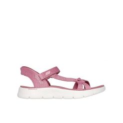 Sandały SKECHERS SLIP-INS GO WALK FLEX Rose. Fioletowe sandały damskie Skechers, bez wzorów, z tkaniny, bez obcasa, bez zapięcia. Za 248.99 zł.