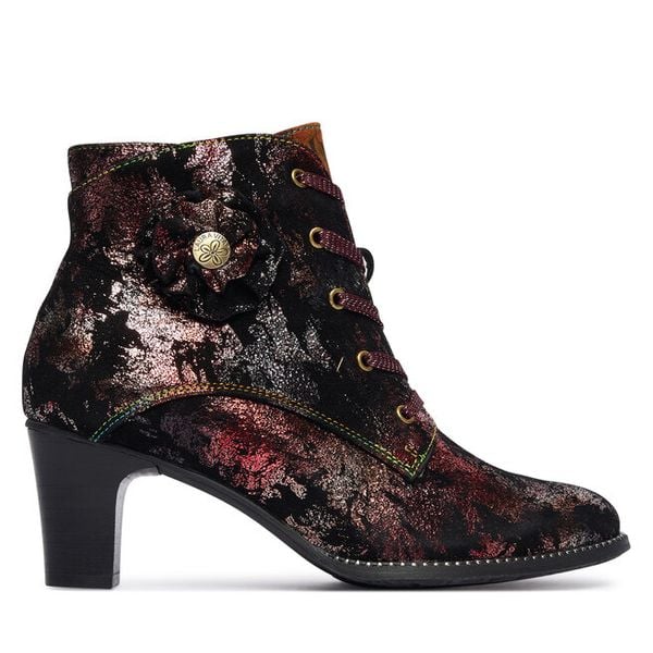 Trzewiki Laura Vita. Czerwone botki damskie Laura Vita, bez wzorów, bez obcasa, na słupku, bez zapięcia. Za 519.99 zł.