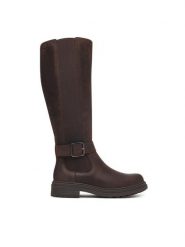 Clarks Kozaki Orinoco3 Tall 26182900 Brązowy. Brązowe kozaki damskie Clarks, bez wzorów, ze skóry, bez obcasa, na płaskiej podeszwie, bez zapięcia. Za 779.99 zł.