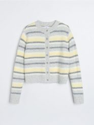 Sweter w paski - szary. Szare swetry nierozpinane damskie Sinsay, l, bez wzorów, bez kołnierzyka, bez ramiączek. Za 59.99 zł.
