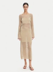 Fracomina Sukienka dzianinowa FS25SD5004K514O7 Beżowy Slim Fit. Brązowe sukienki damskie Fracomina, xs, bez wzorów, z dzianiny, bez kołnierzyka, bez ramiączek. Za 229.99 zł.