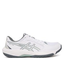 Buty halowe Asics. Białe buty sportowe męskie Asics, bez wzorów, bez zapięcia. Za 369.99 zł.