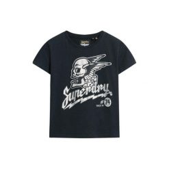 Dopasowana koszulka z fantazyjną grafiką dla kobiet Superdry Poster. Czarne bluzki damskie Superdry, bez wzorów, bez kołnierzyka, bez ramiączek. Za 129.25 zł.