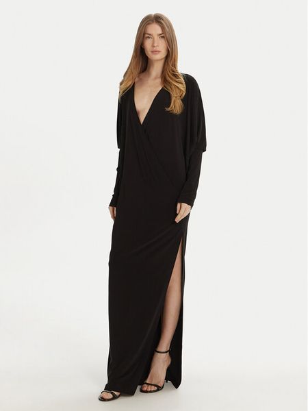 NORMA KAMALI Sukienka wieczorowa KK3243PLF85001 Czarny Regular Fit. Czarne sukienki damskie Norma Kamali, m, bez wzorów, z syntetyku, wizytowe, bez kołnierzyka, bez ramiączek. Za 849.99 zł.