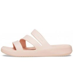 Klapki Crocs Getaway Strappy Z Klapkami Damskie. Czerwone klapki damskie Crocs, na lato, bez wzorów, z materiału, bez obcasa, bez zapięcia. Za 280.99 zł.