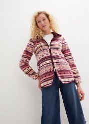 Bluza rozpinana z polaru w norweski wzór, z kapturem. Białe bluzy damskie bonprix, bez wzorów, z polaru, bez ramiączek, z kapturem. Za 137.99 zł.