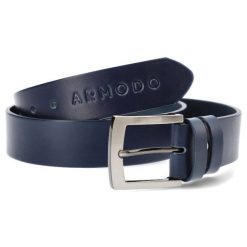 Granatowy Skórzany Pasek Męski Armodo. Niebieskie paski męskie Armodo, ze skóry, eleganckie. Za 99.00 zł.