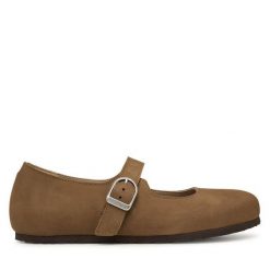 Baleriny Birkenstock. Brązowe balerinki damskie Birkenstock, bez wzorów, bez obcasa, bez zapięcia. Za 629.99 zł.
